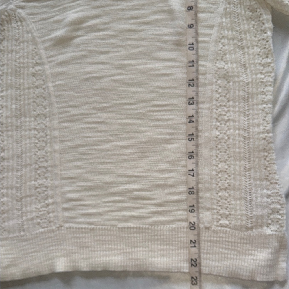 Knitted & Knotted Coquette Cream Lace Sleeve Sweater Texture Cotton Rear Zip SzM - Picture 12 of 16